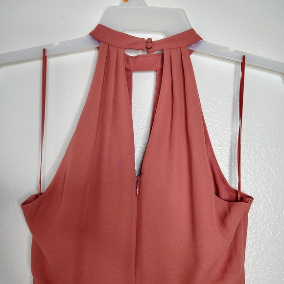 Express Coral Halter Fit&Flare Sleeveless Pleated Keyhole Neck Dress Sz 2 NWT - Picture 7 of 11